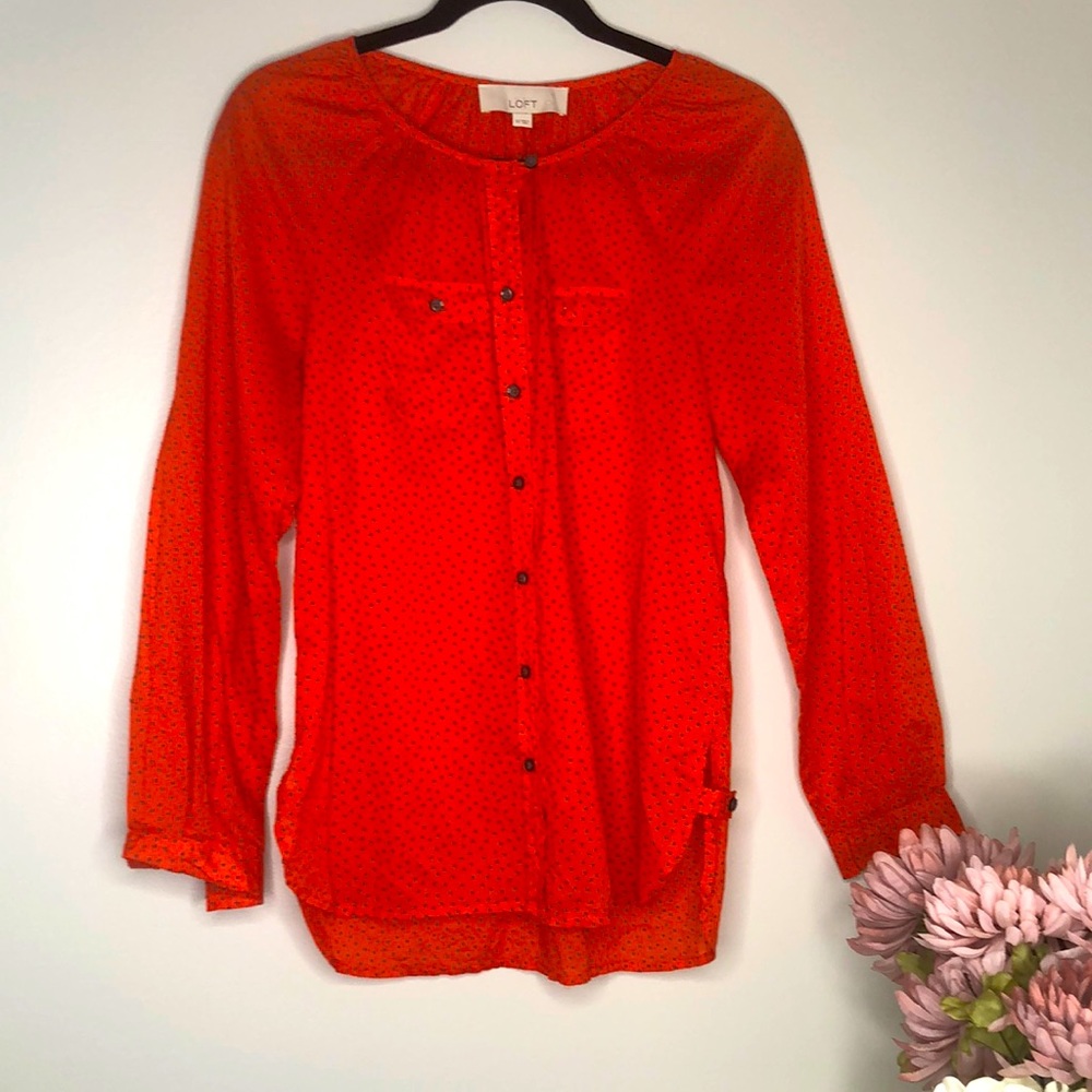 LOFT| Button down long sleeve blouse|